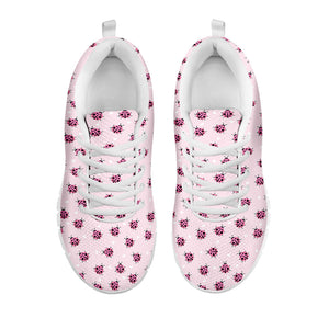Pink Ladybug Pattern Print White Running Shoes