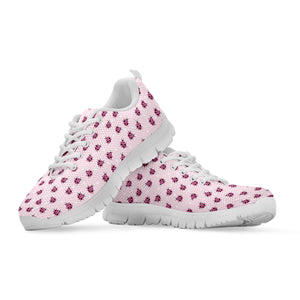 Pink Ladybug Pattern Print White Running Shoes