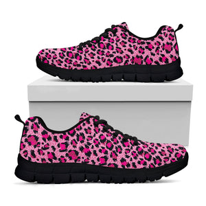 Pink Leopard Print Black Running Shoes