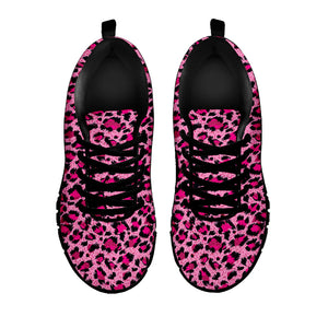 Pink Leopard Print Black Running Shoes