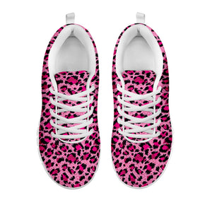 Pink Leopard Print White Running Shoes