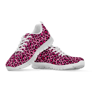 Pink Leopard Print White Running Shoes