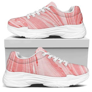 Pink Liquid Marble Print White Chunky Shoes