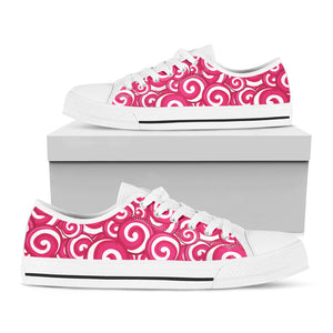 Pink Lollipop Candy Pattern Print White Low Top Sneakers