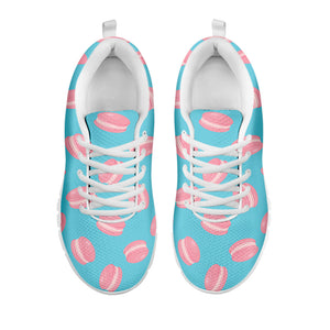 Pink Macaron Pattern Print White Running Shoes