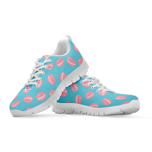 Pink Macaron Pattern Print White Running Shoes