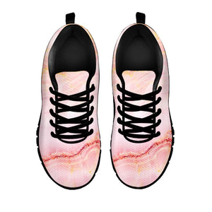 Pink Marble Print Black Running Shoes