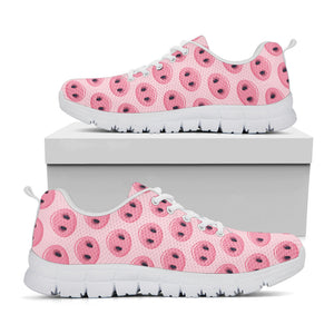 Pink Pig Nose Pattern Print White Running Shoes