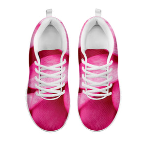 Pink Plumeria Flower Print White Running Shoes