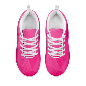 Pink Polygonal Geometric Print White Running Shoes