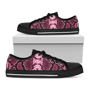 Pink Python Snakeskin Print Black Low Top Sneakers
