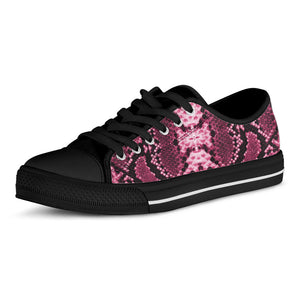 Pink Python Snakeskin Print Black Low Top Sneakers