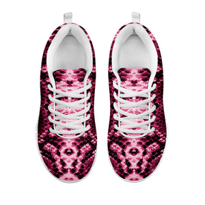 Pink Python Snakeskin Print White Running Shoes