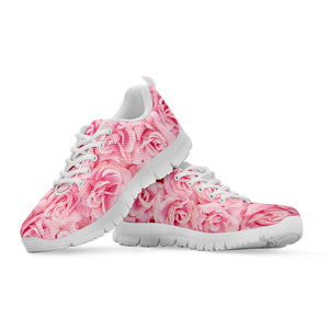 Pink Rose Print White Running Shoes