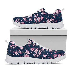 Pink Sakura Cherry Blossom Pattern Print White Running Shoes