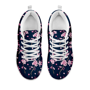 Pink Sakura Cherry Blossom Pattern Print White Running Shoes