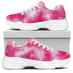 Pink Shibori Tie Dye Print White Chunky Shoes