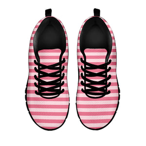 Pink Striped Pattern Print Black Running Shoes