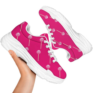 Pink Sweet Lollipop Pattern Print White Chunky Shoes
