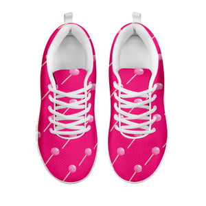 Pink Sweet Lollipop Pattern Print White Running Shoes