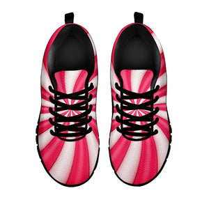 Pink Swirl Candy Print Black Running Shoes