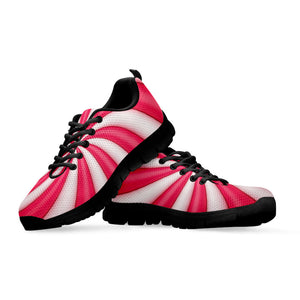 Pink Swirl Candy Print Black Running Shoes