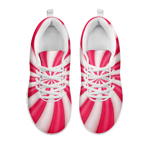 Pink Swirl Candy Print White Running Shoes
