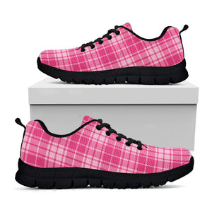 Pink Tartan Pattern Print Black Running Shoes