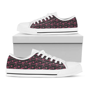 Pink Tyrannosaurus Fossil Pattern Print White Low Top Sneakers