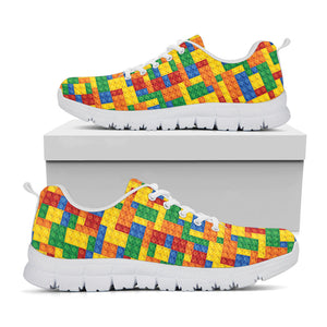 Plastic Building Blocks Pattern Print White Running Shoes