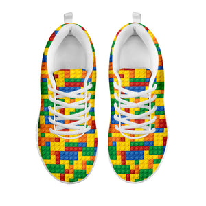 Plastic Building Blocks Pattern Print White Running Shoes