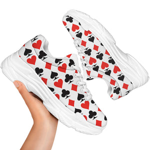 Playing Card Symbols Pattern Print White Chunky Shoes