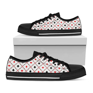 Poker Playing Card Suits Pattern Print Black Low Top Sneakers