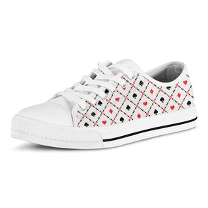 Poker Playing Card Suits Pattern Print White Low Top Sneakers