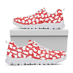 Polar Bear And Snowflake Pattern Print White Running Shoes