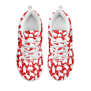 Polar Bear And Snowflake Pattern Print White Running Shoes