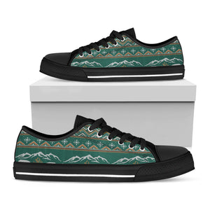 Polar Bear Knitted Pattern Print Black Low Top Sneakers