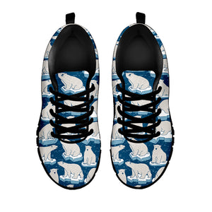 Polar Bear On Ice Pattern Print Black Running Shoes