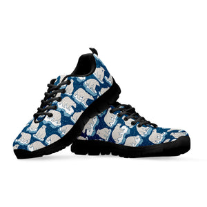 Polar Bear On Ice Pattern Print Black Running Shoes