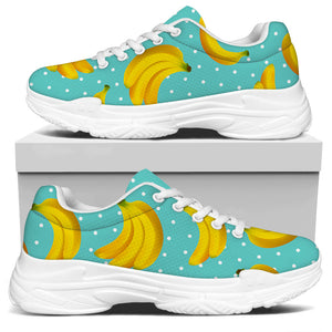 Polka Dot Banana Pattern Print White Chunky Shoes