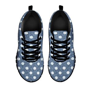 Polka Dot Denim Jeans Pattern Print Black Running Shoes