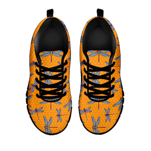 Polka Dot Dragonfly Pattern Print Black Running Shoes