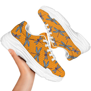 Polka Dot Dragonfly Pattern Print White Chunky Shoes