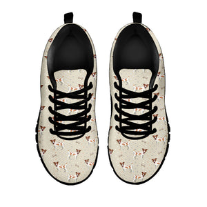 Polka Dot Jack Russell Terrier Print Black Running Shoes