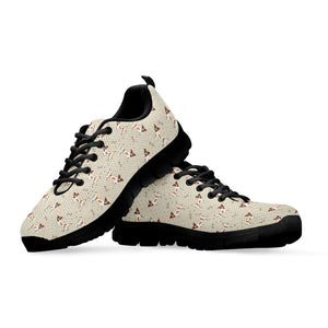 Polka Dot Jack Russell Terrier Print Black Running Shoes