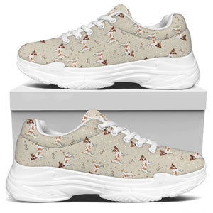 Polka Dot Jack Russell Terrier Print White Chunky Shoes