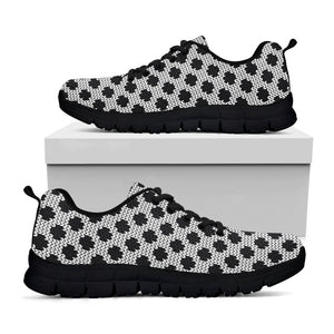 Polka Dot Knitted Pattern Print Black Running Shoes