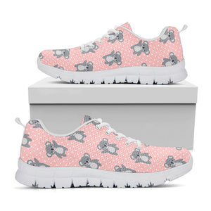 Polka Dot Koala Pattern Print White Running Shoes