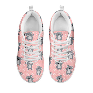 Polka Dot Koala Pattern Print White Running Shoes