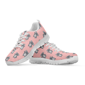 Polka Dot Koala Pattern Print White Running Shoes